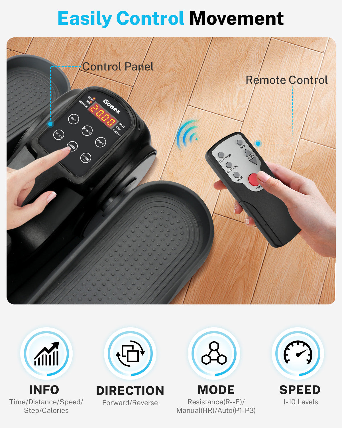 Gonex Under Desk Elliptical Exercise Machine for Seniors with 10 Resistance Levels