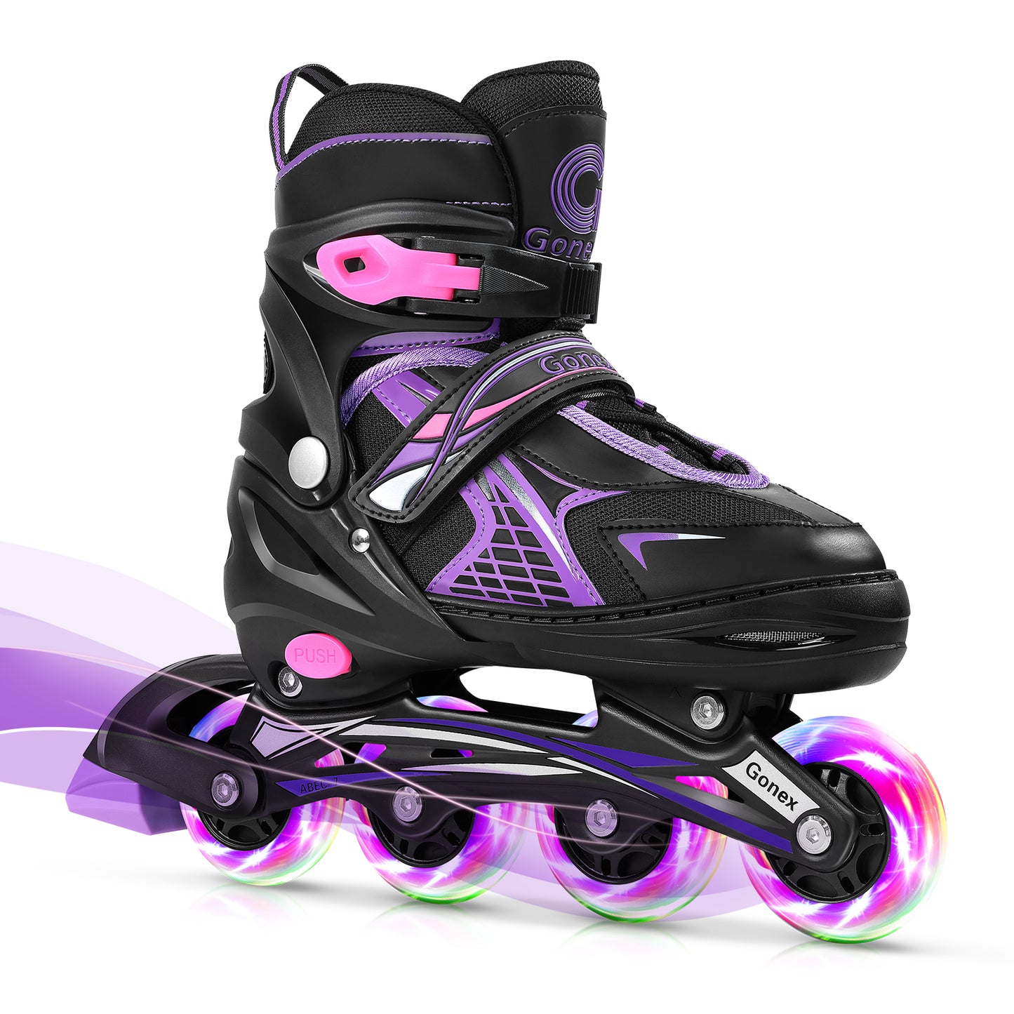 Gonex Inline Skates for Girls Boys Kids, Adjustable Skates Outdoor Blades Inline Roller Skates for Children Teens Women with Light Up Wheels for Indoor Outdoor Backyard Skating