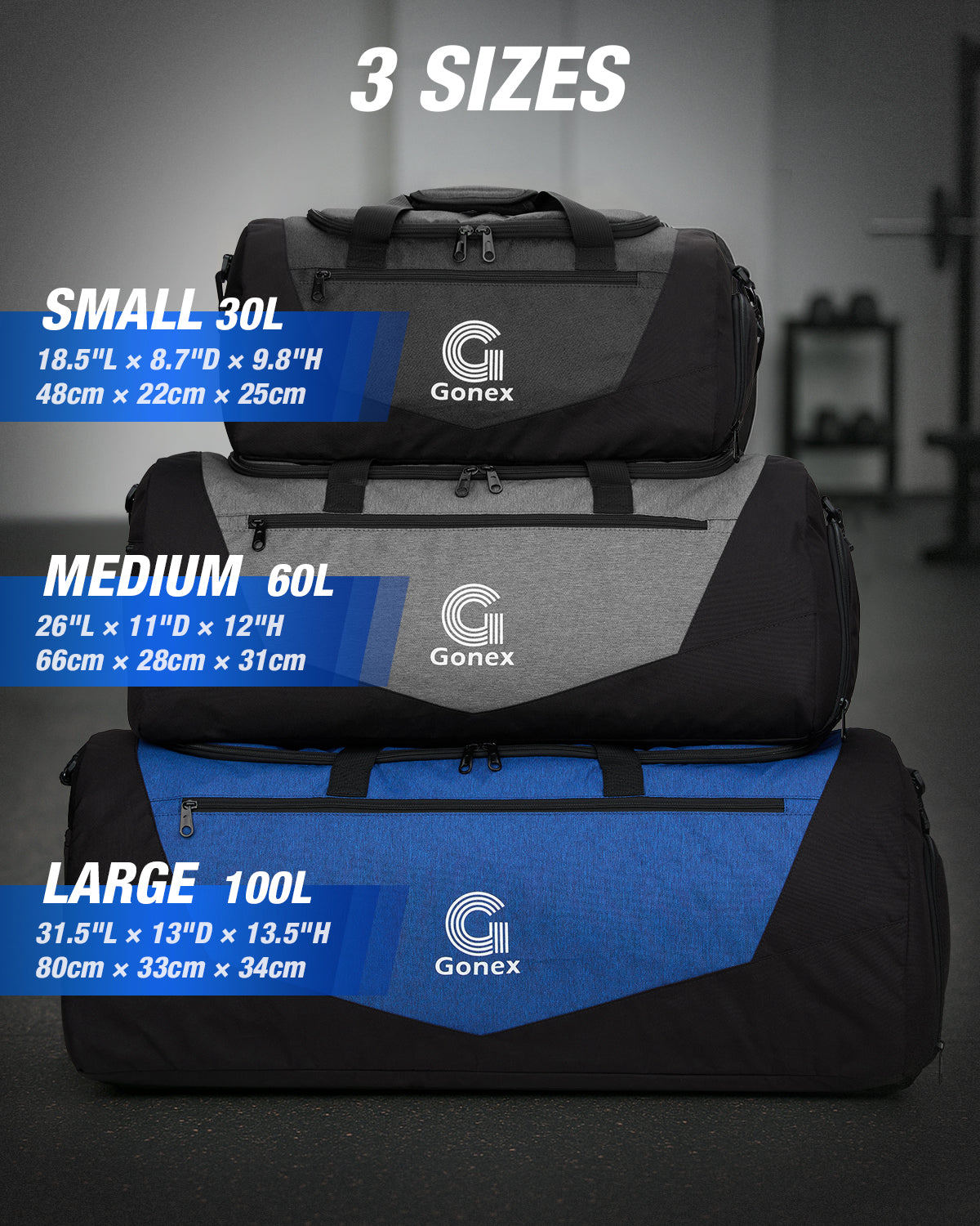 Gonex Gym Bag for Men Women, Water-Resistant Sports Duffel Bag with Shoe Compartment & Wet Pocket