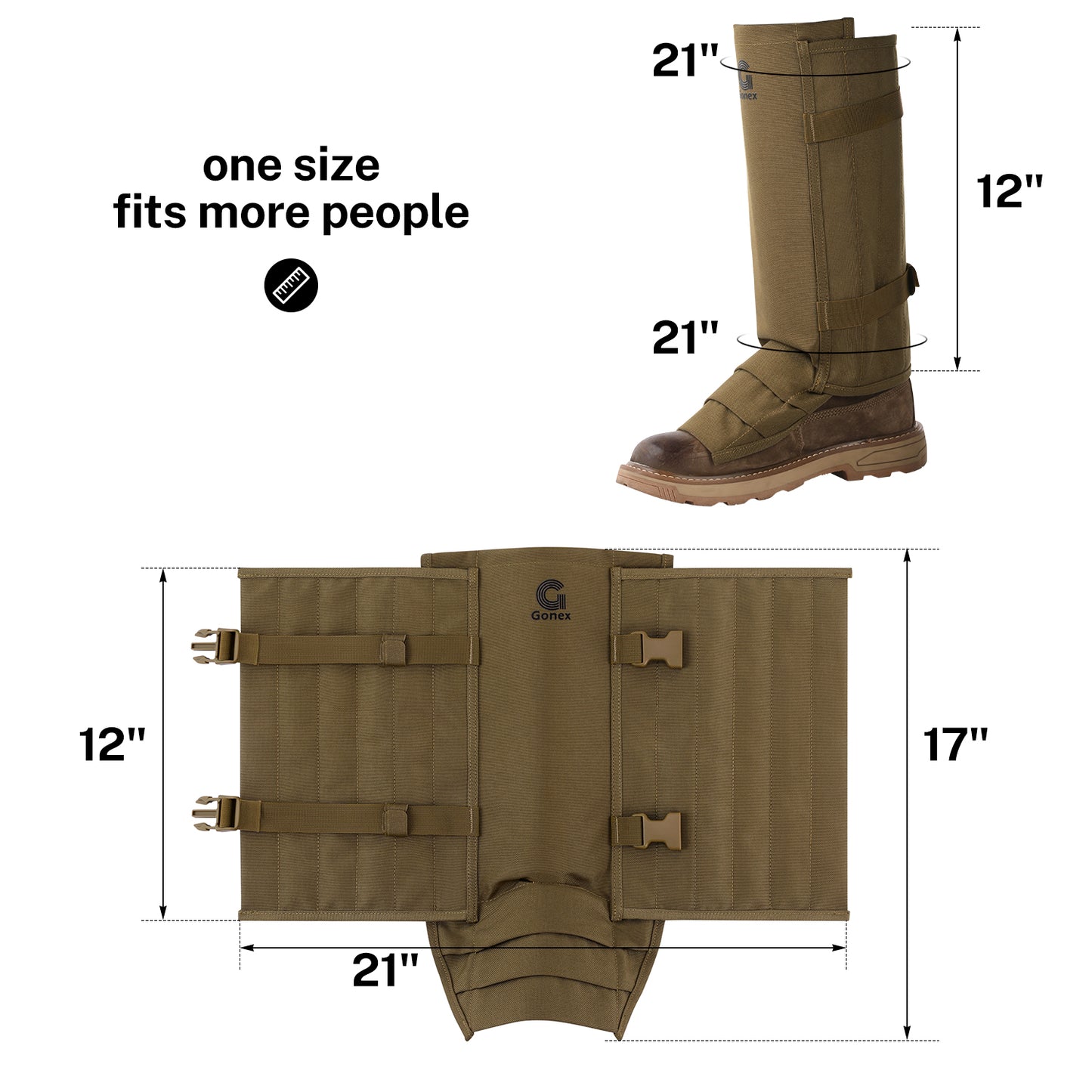 Gonex Snake Gaiters, Waterproof Snake Bite Protection for Women Men, Adjustable Boot Cover Gaiters for Hiking Hunting