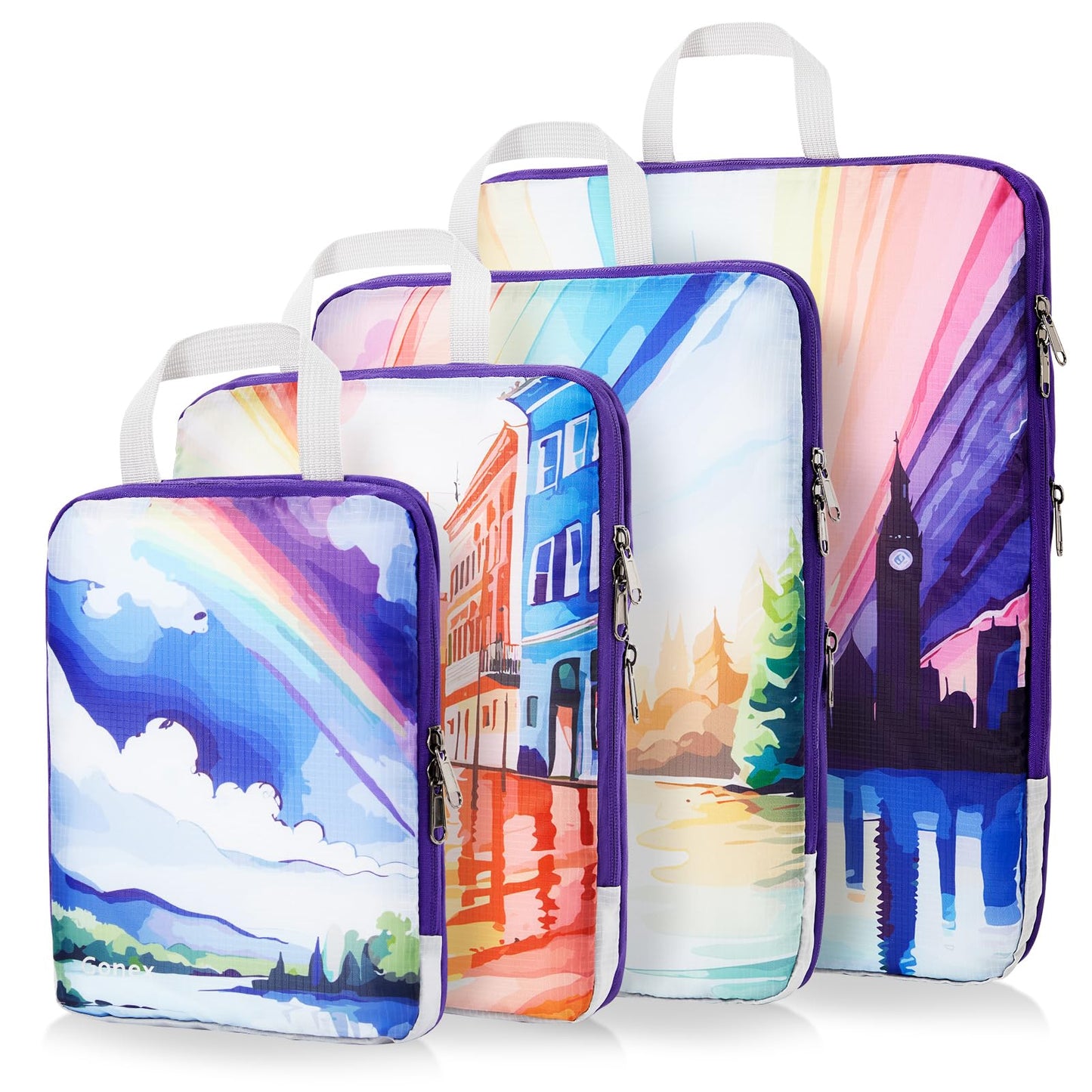 Gonex 4pcs Compression Packing Cubes Expandable Bags for Suitcase Carry On