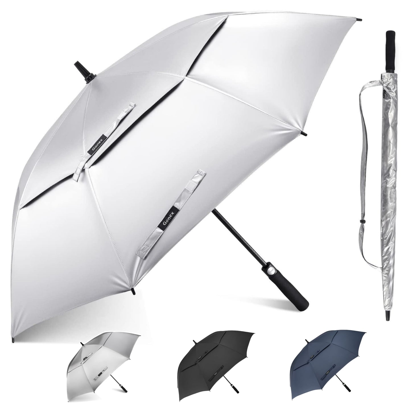 Gonex Automatic Open Golf Umbrella, Extra Large Vented Stick Umbrellas with Windproof Double Canopy