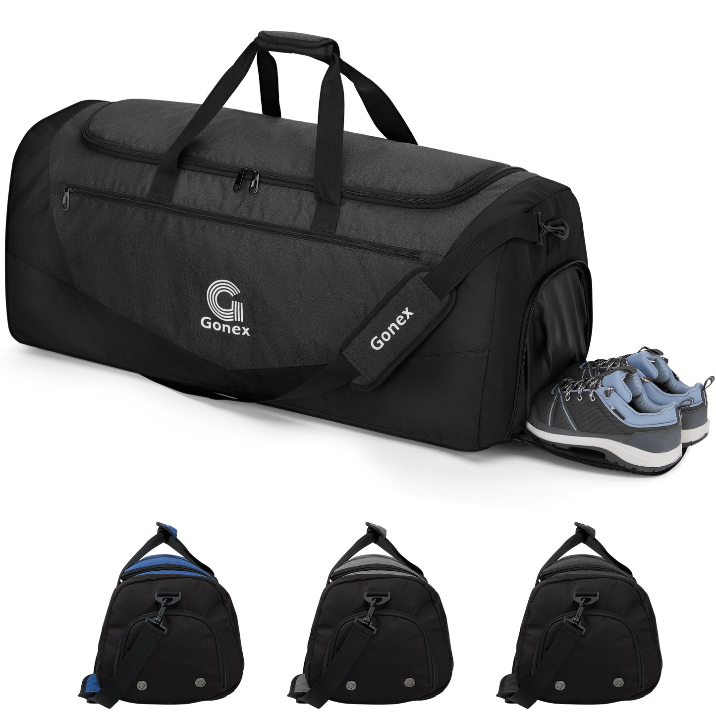 Gonex Gym Bag for Men Women, Water-Resistant Sports Duffel Bag with Shoe Compartment & Wet Pocket