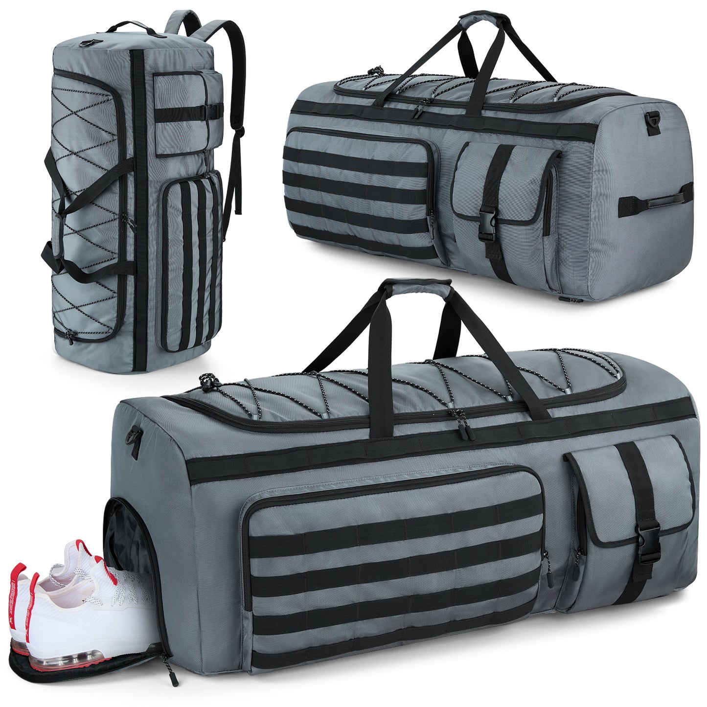 Gonex Travel Duffel Bag for Men, 3 in 1 Gym Bag Backpack with Shoes Compartment for Sports Weekender Workout