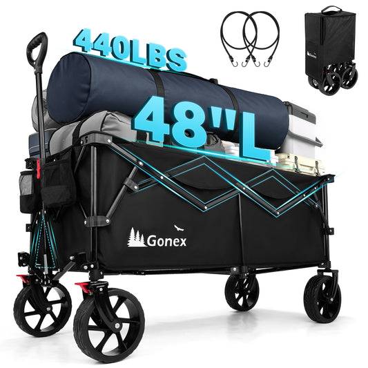 Gonex Collapsible Folding Wagon, 48"L 440lbs Heavy Duty Utility Garden Cart