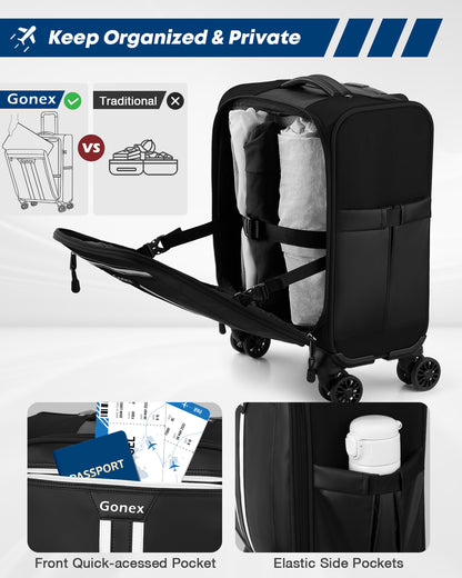 Gonex 14" Underseat Carry On Luggage with 4 Spinner Wheels