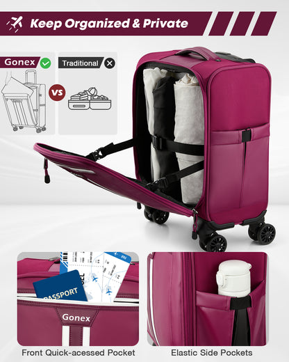 Gonex 14" Underseat Carry On Luggage with 4 Spinner Wheels