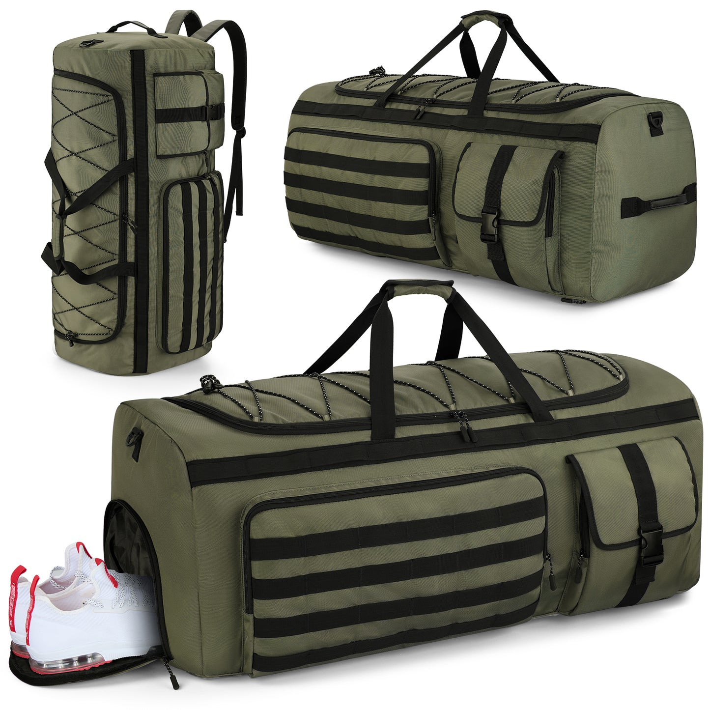 Gonex Travel Duffel Bag for Men, 3 in 1 Gym Bag Backpack with Shoes Compartment for Sports Weekender Workout
