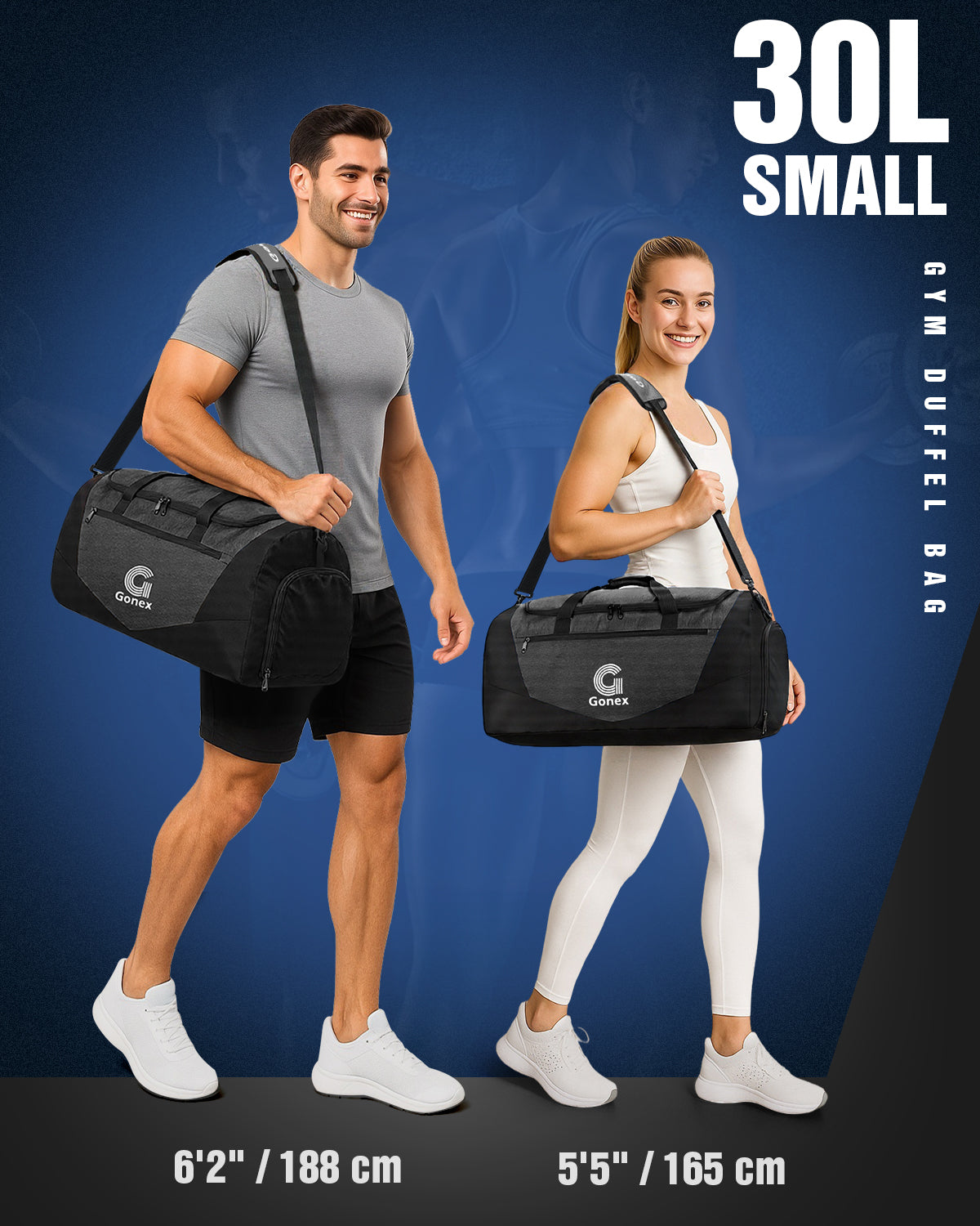 Gonex Gym Bag for Men Women, Water-Resistant Sports Duffel Bag with Shoe Compartment & Wet Pocket