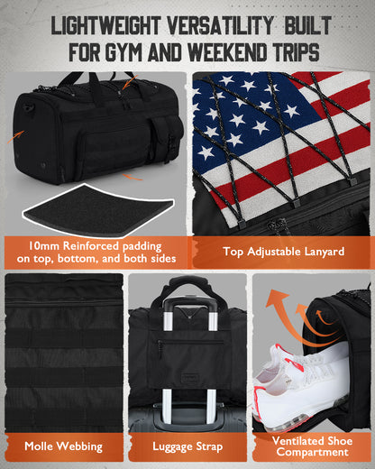 Gonex Travel Duffel Bag for Men, 3 in 1 Gym Bag Backpack with Shoes Compartment for Sports Weekender Workout