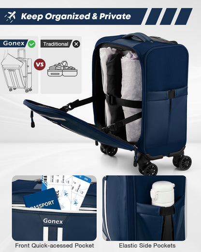 Gonex 14" Underseat Carry On Luggage with 4 Spinner Wheels