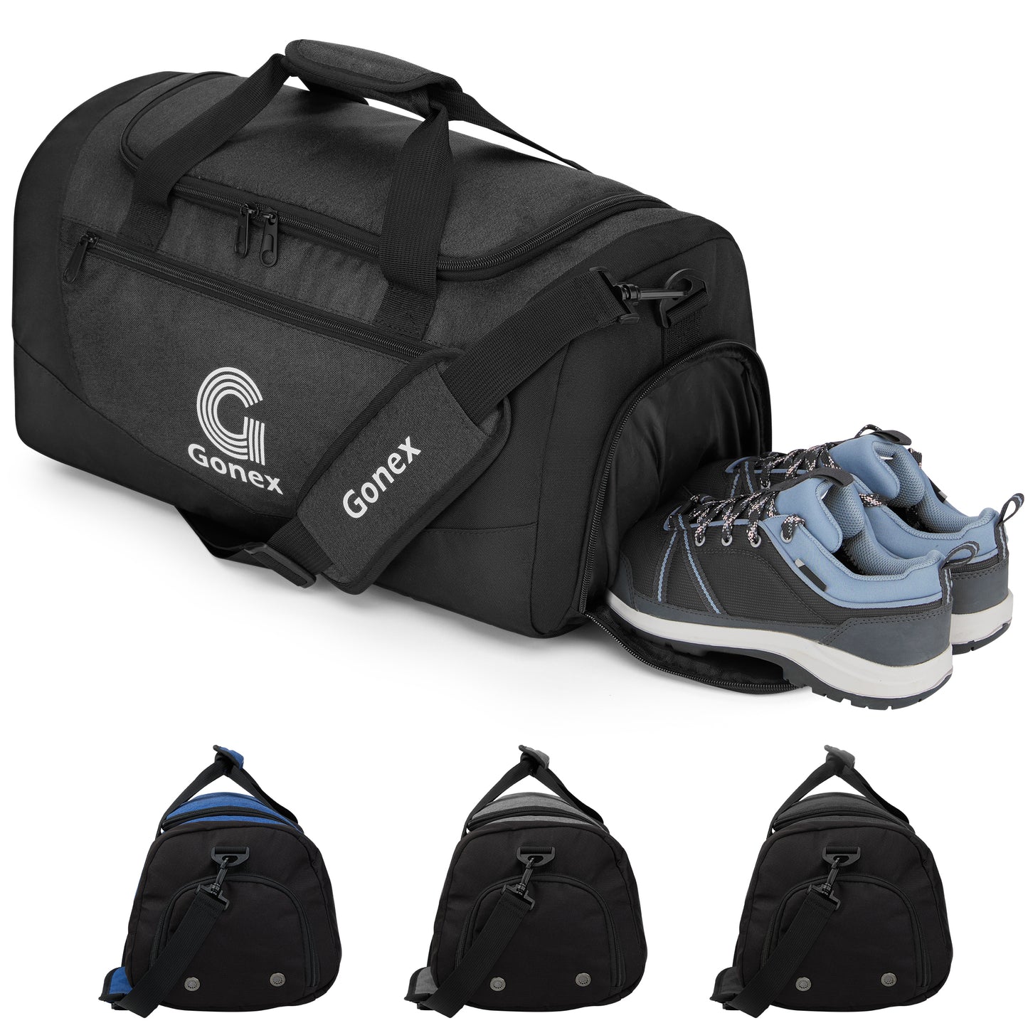 Gonex Gym Bag for Men Women, Water-Resistant Sports Duffel Bag with Shoe Compartment & Wet Pocket