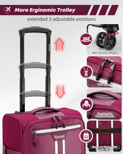 Gonex 14" Underseat Carry On Luggage with 4 Spinner Wheels