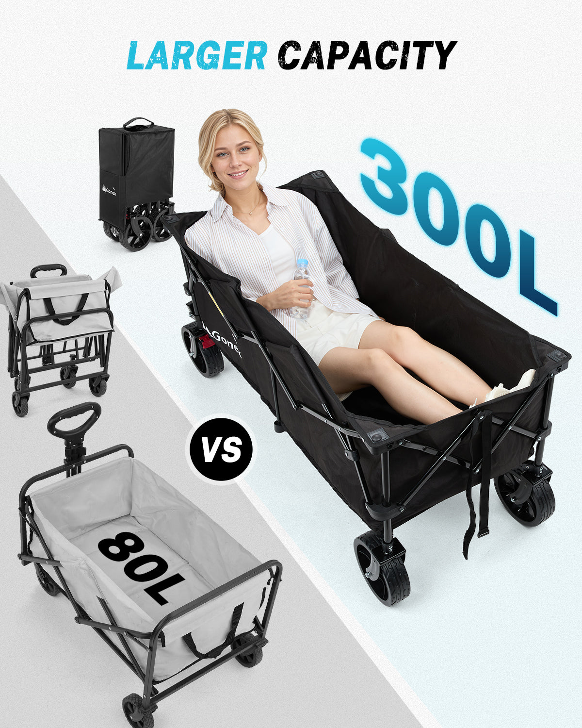 Gonex Collapsible Folding Wagon, 48"L 440lbs Heavy Duty Utility Garden Cart