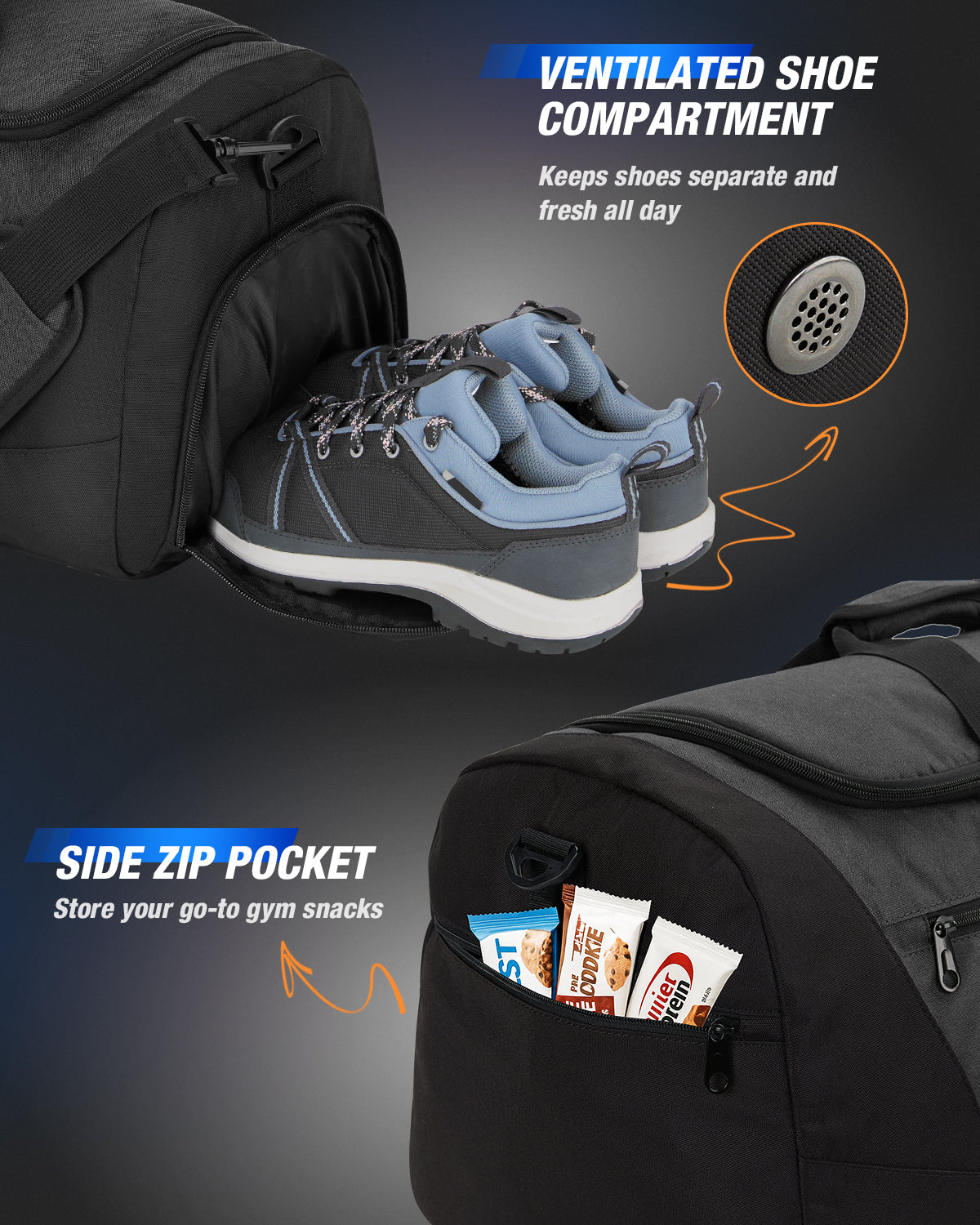 Gonex Gym Bag for Men Women, Water-Resistant Sports Duffel Bag with Shoe Compartment & Wet Pocket
