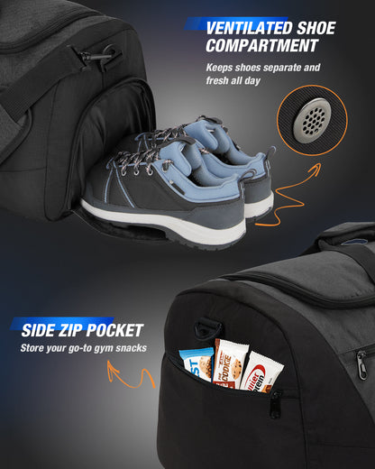 Gonex Gym Bag for Men Women, Water-Resistant Sports Duffel Bag with Shoe Compartment & Wet Pocket