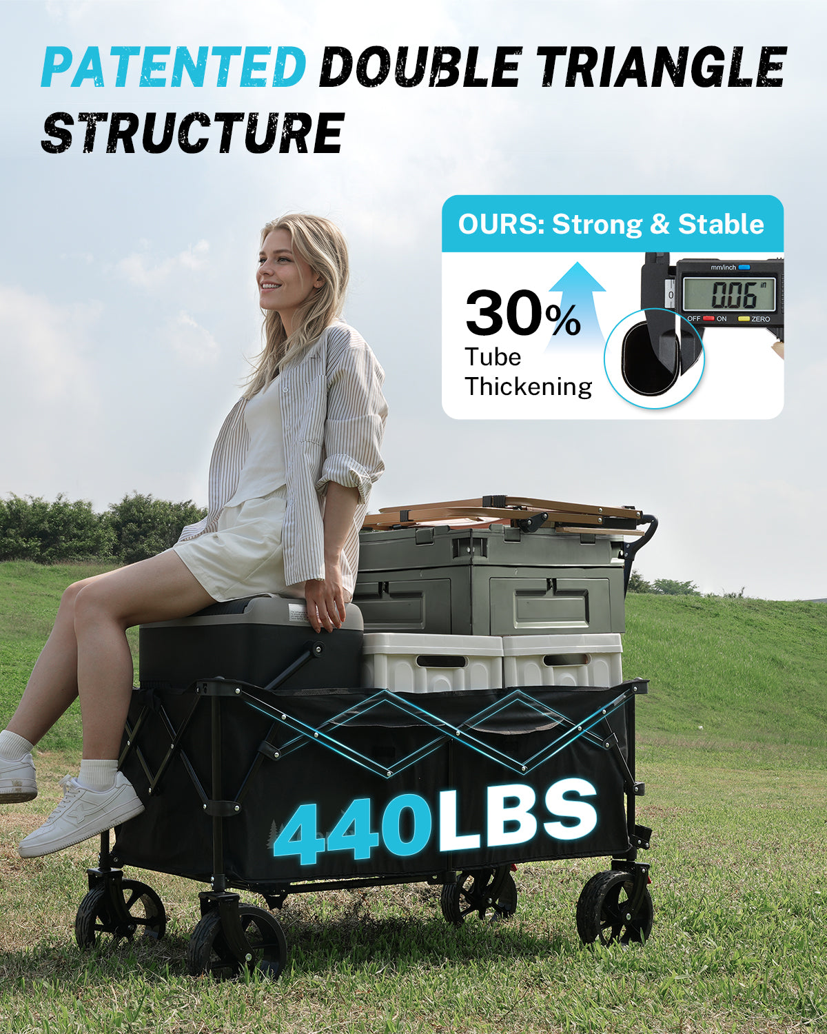 Gonex Collapsible Folding Wagon, 48"L 440lbs Heavy Duty Utility Garden Cart