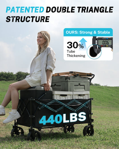 Gonex Collapsible Folding Wagon, 48"L 440lbs Heavy Duty Utility Garden Cart
