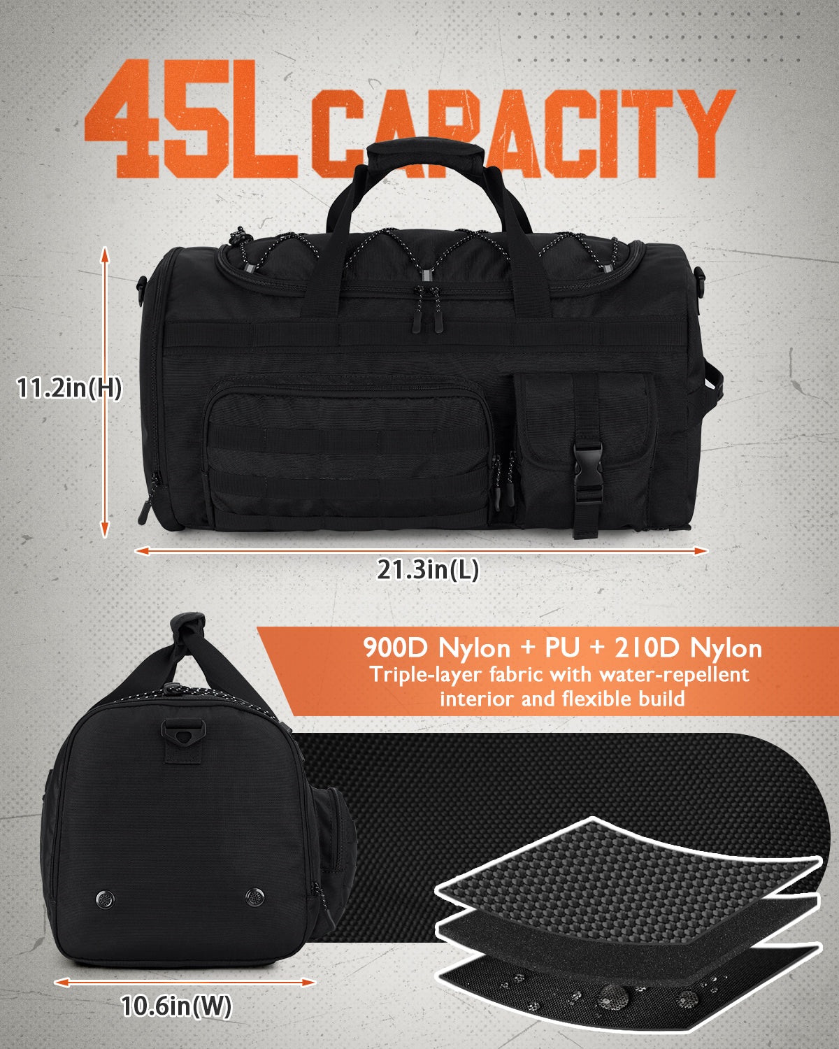 Gonex Travel Duffel Bag for Men, 3 in 1 Gym Bag Backpack with Shoes Compartment for Sports Weekender Workout