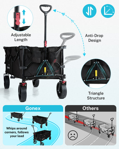 Gonex Collapsible Folding Wagon, 48"L 440lbs Heavy Duty Utility Garden Cart