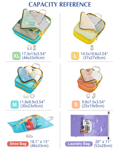 Gonex Compression Packing Cubes for Luggage, Expandable Travel Organizers with Dual Zippers
