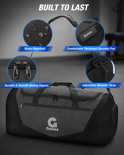 Gonex Gym Bag for Men Women, Water-Resistant Sports Duffel Bag with Shoe Compartment & Wet Pocket