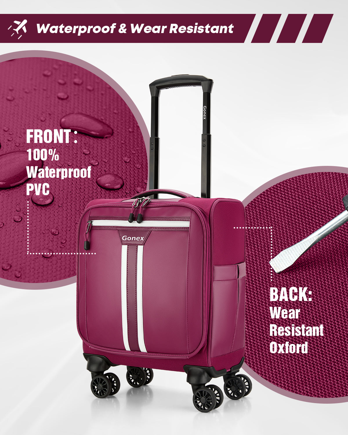 Gonex 14" Underseat Carry On Luggage with 4 Spinner Wheels