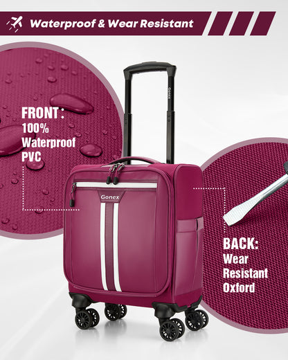 Gonex 14" Underseat Carry On Luggage with 4 Spinner Wheels