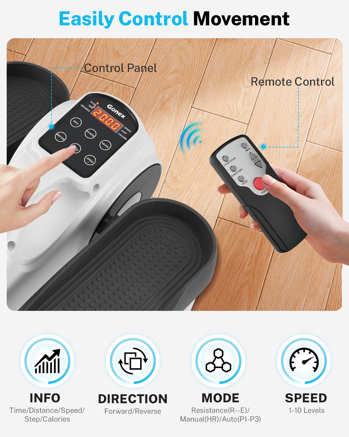 Gonex Under Desk Elliptical Exercise Machine for Seniors with 10 Resistance Levels
