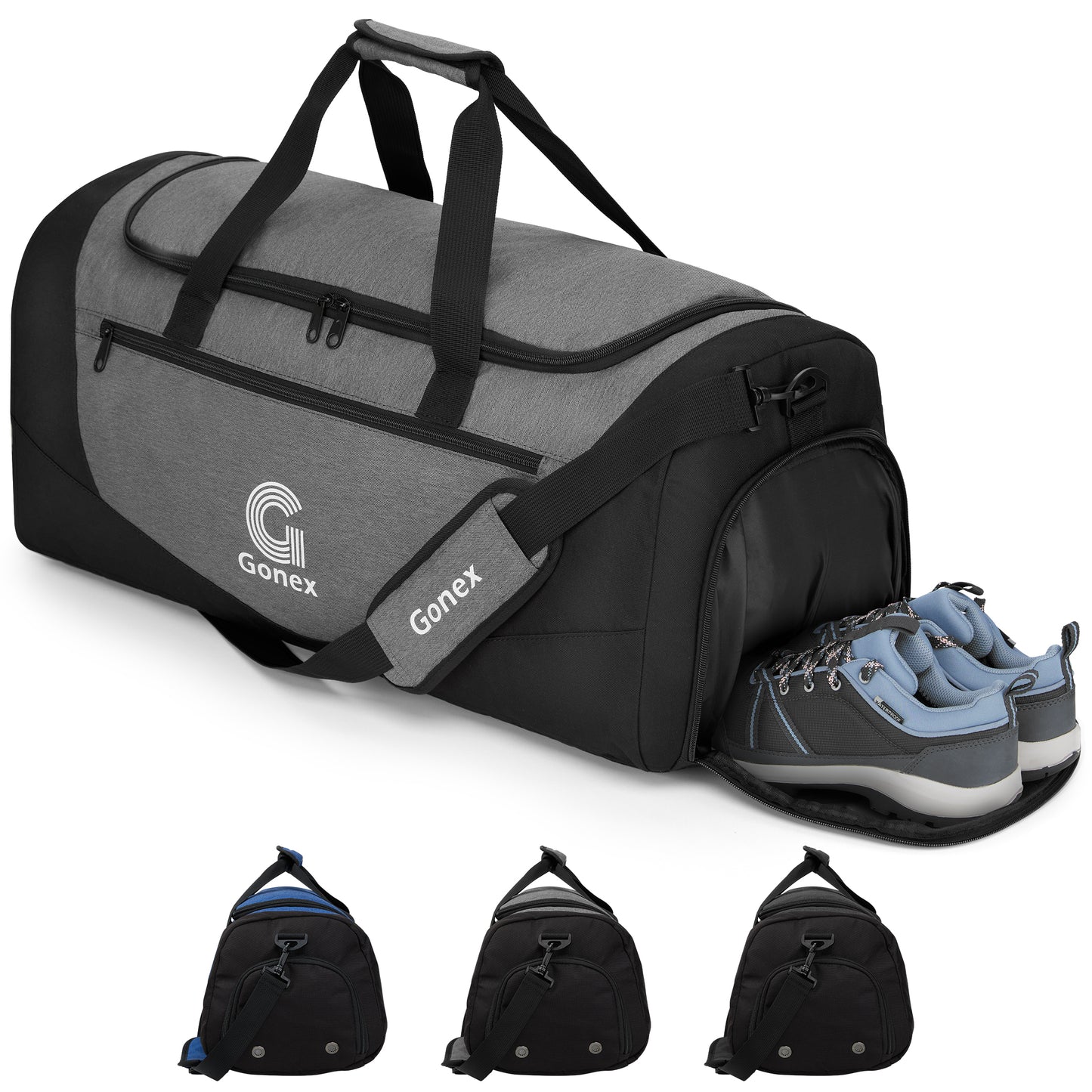 Gonex Gym Bag for Men Women, Water-Resistant Sports Duffel Bag with Shoe Compartment & Wet Pocket