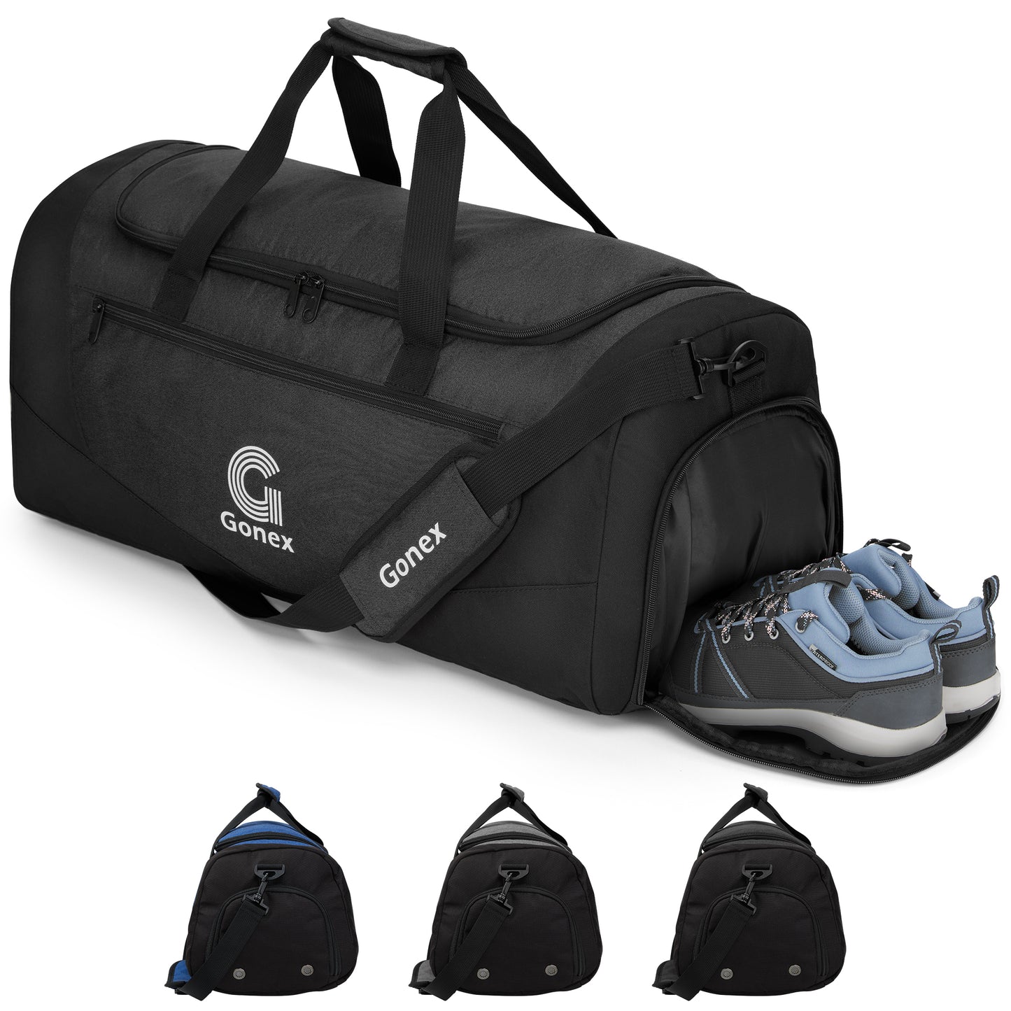 Gonex Gym Bag for Men Women, Water-Resistant Sports Duffel Bag with Shoe Compartment & Wet Pocket
