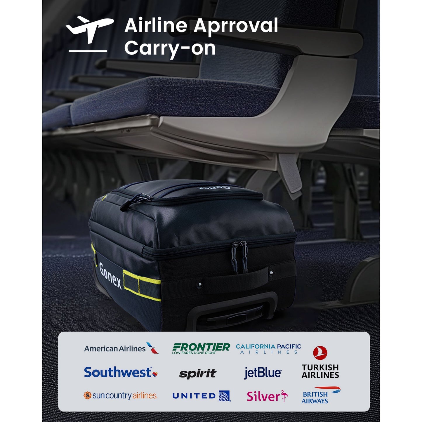 Gonex 16" Softside Carry On Luggage with Wheels, Water Repellent Rolling Underseater Suitcase