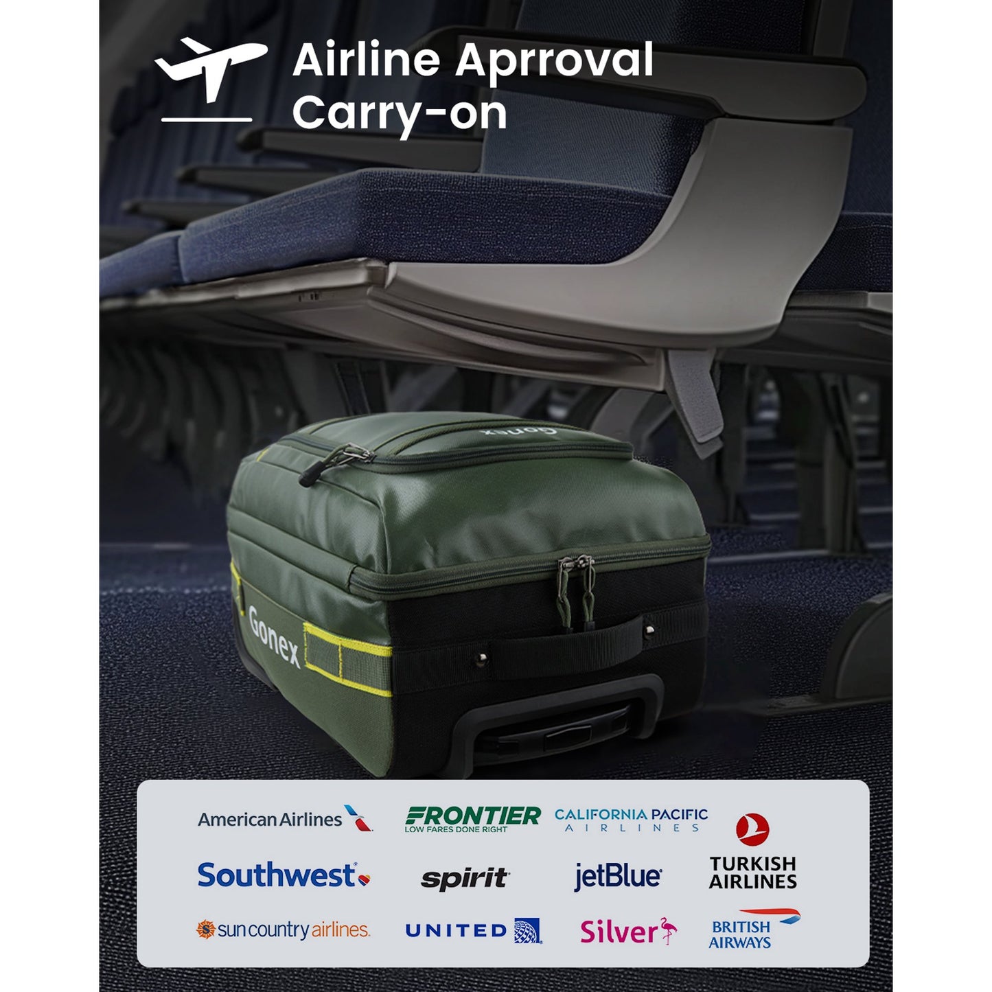 Gonex 16" Softside Carry On Luggage with Wheels, Water Repellent Rolling Underseater Suitcase