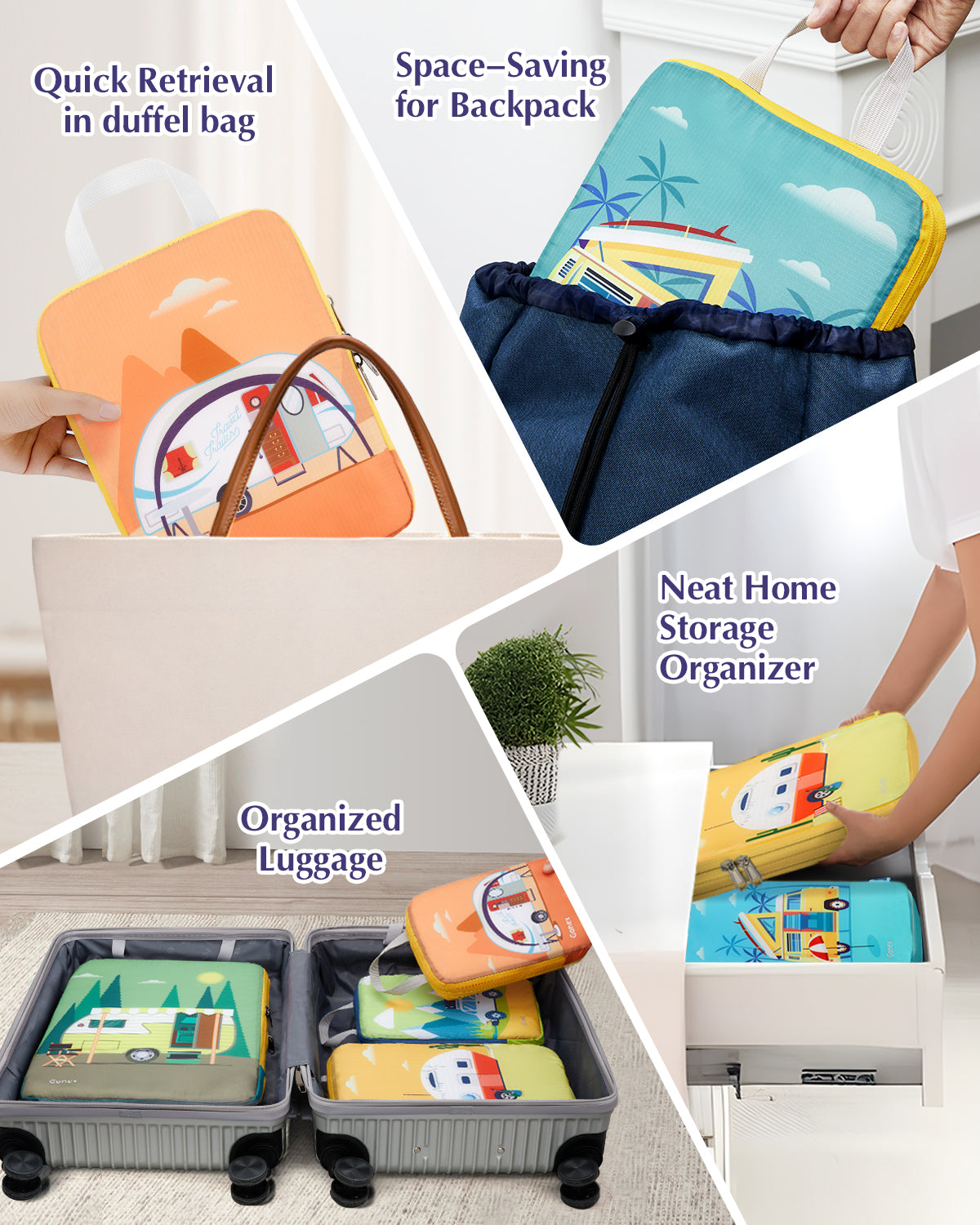 Gonex Compression Packing Cubes for Luggage, Expandable Travel Organizers with Dual Zippers
