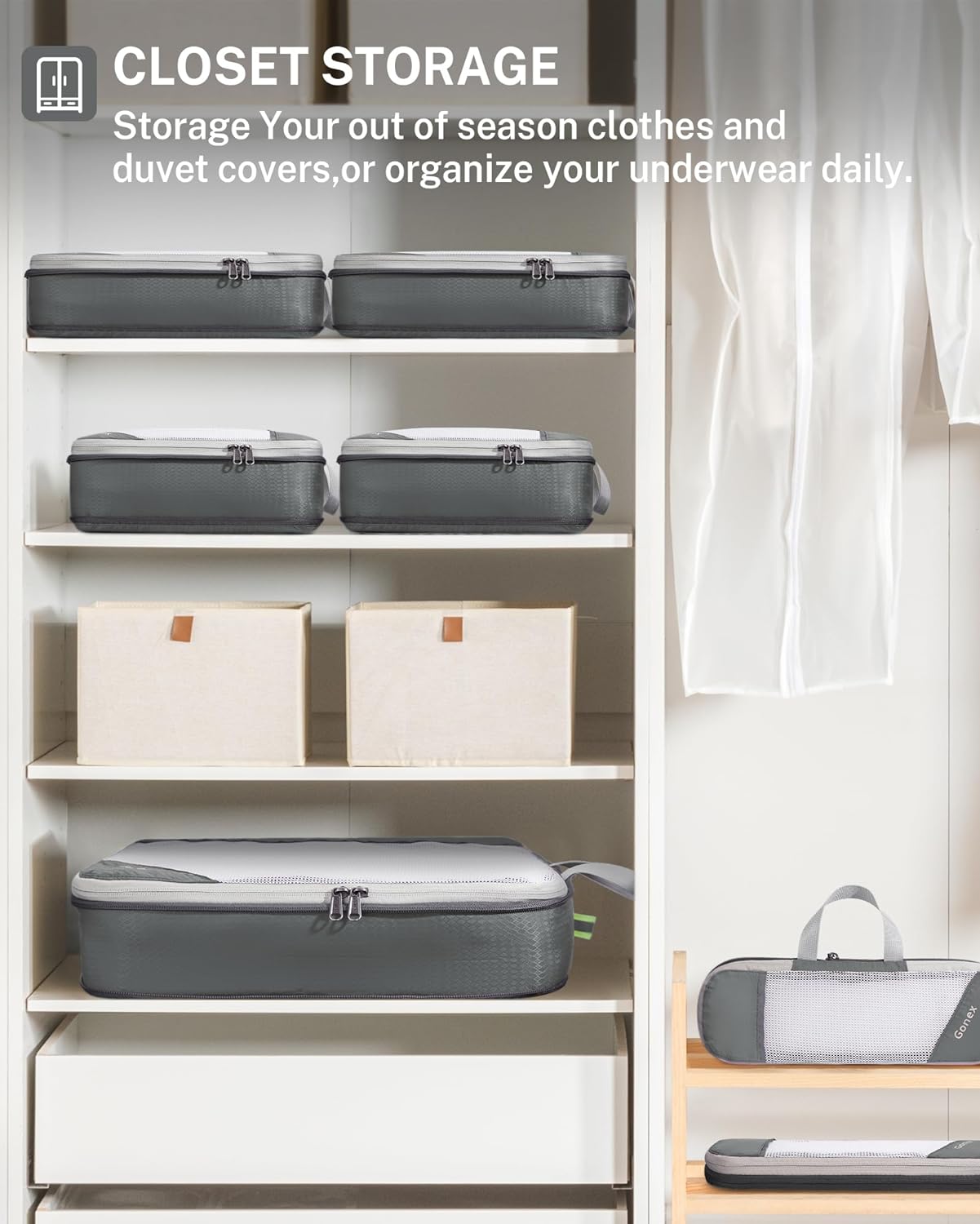 Gonex Compression Packing Cubes, Extensible Storage Mesh Bags Organizers