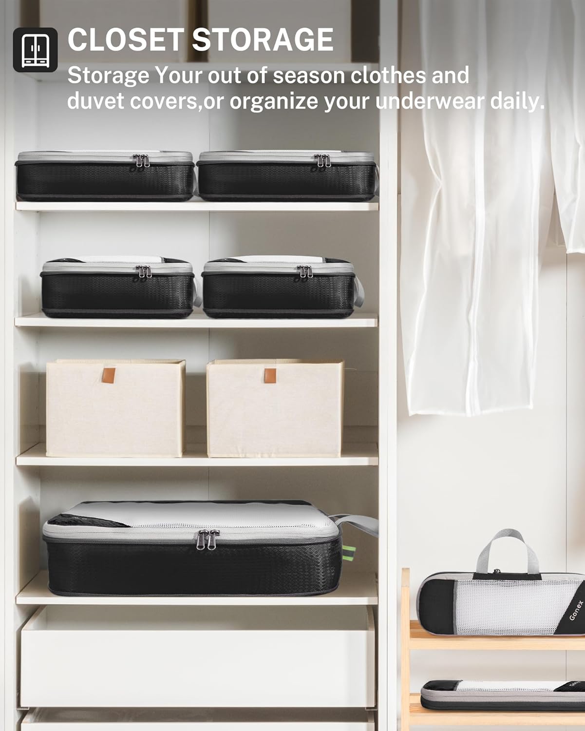 Gonex Compression Packing Cubes, Extensible Storage Mesh Bags Organizers