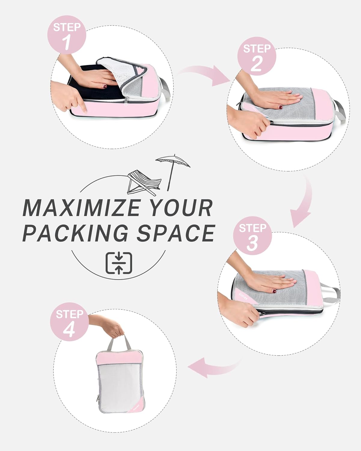 Gonex Compression Packing Cubes, Extensible Storage Mesh Bags Organizers