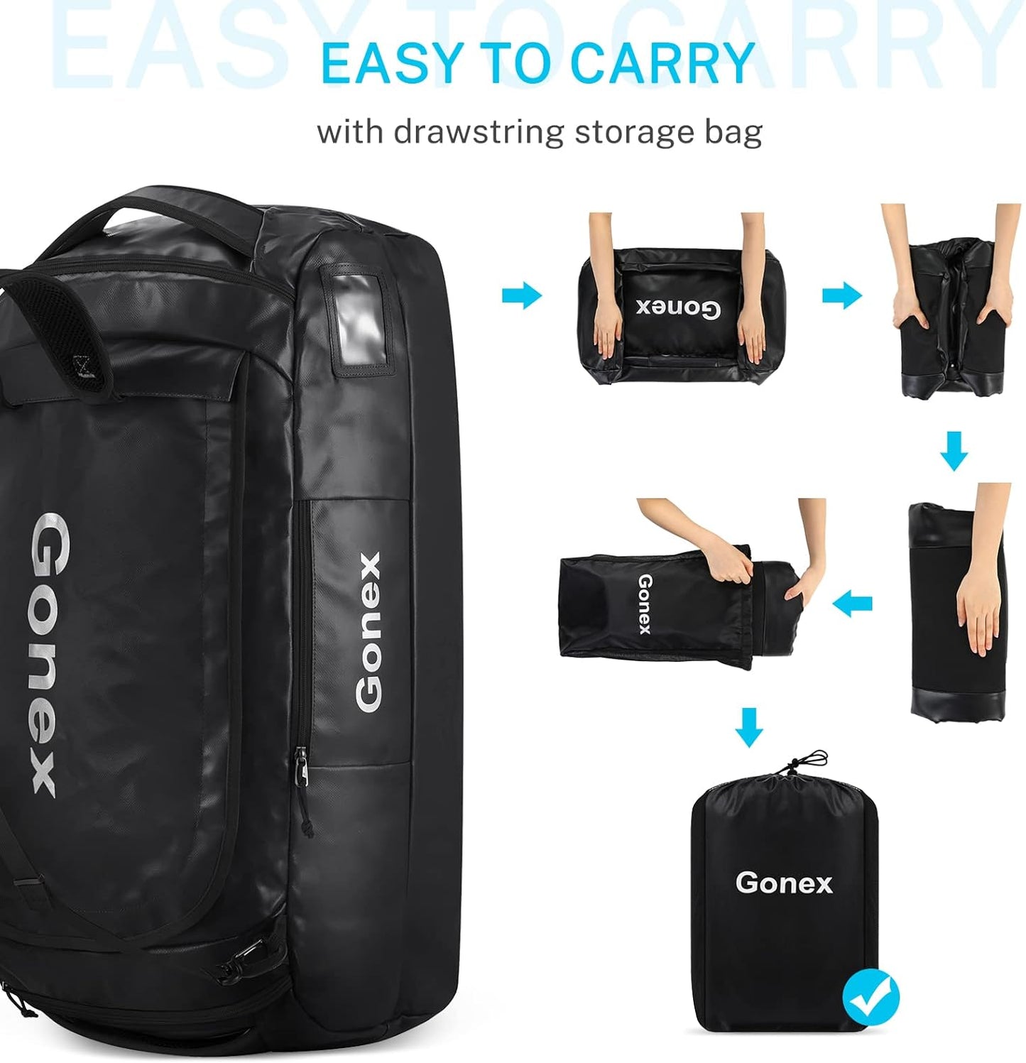 Gonex 60L Water Repellent Duffel Bag, Outdoor Heavy Duty Backpack