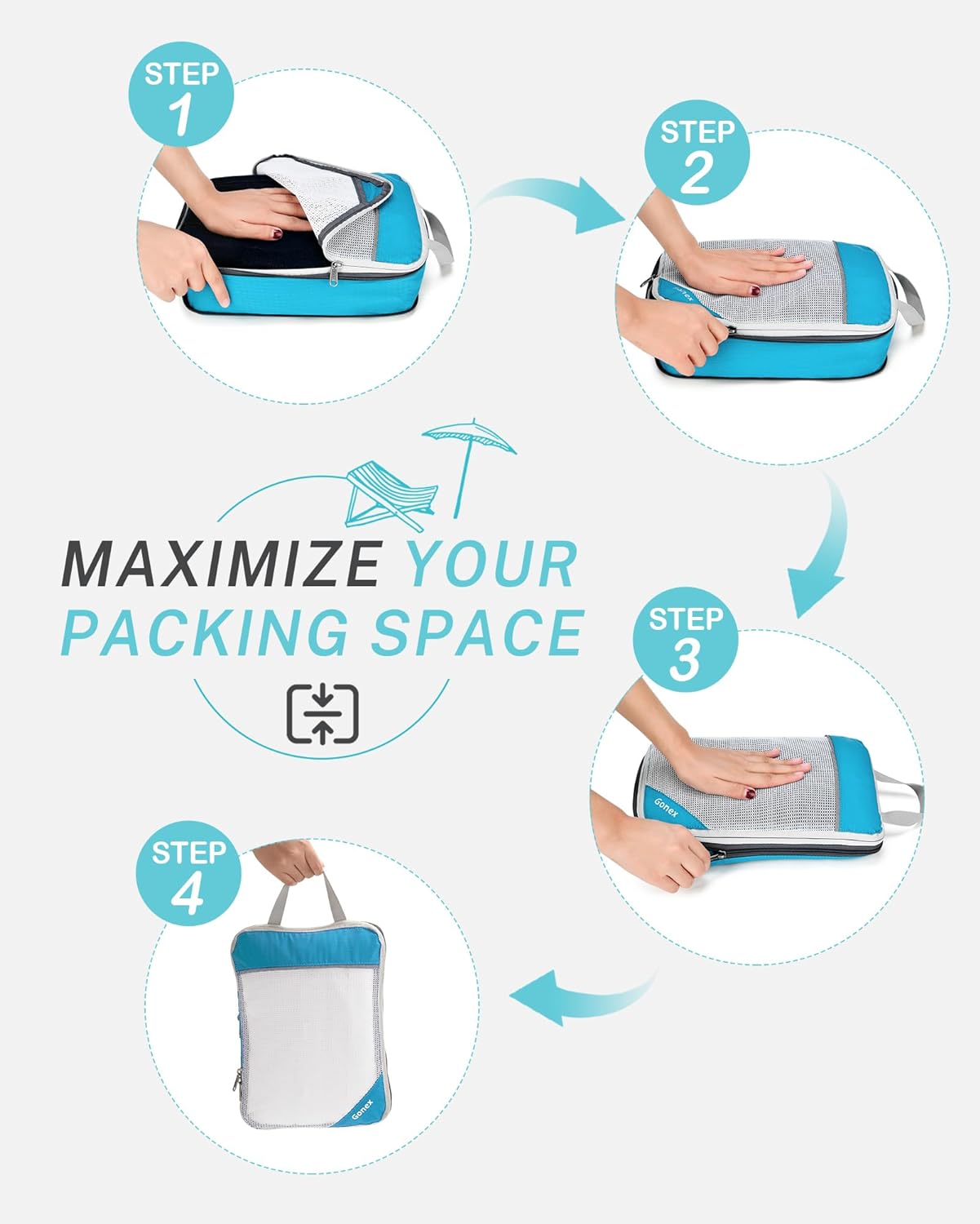 Gonex Compression Packing Cubes, Extensible Storage Mesh Bags Organizers