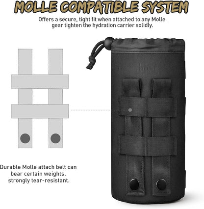 Gonex Tactical MOLLE Water Bottle Pouch, Drawstring Open Top & Mesh Bottom