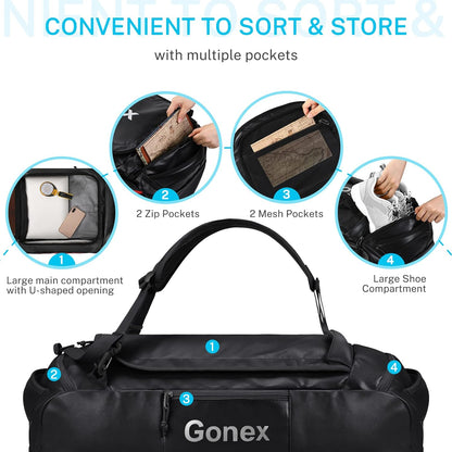 Gonex 60L Water Repellent Duffel Bag, Outdoor Heavy Duty Backpack