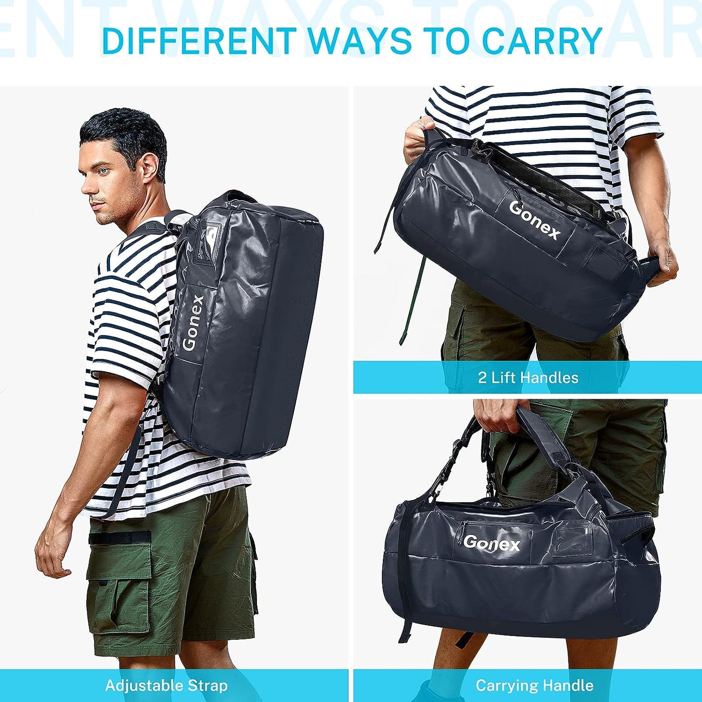 Gonex 60L Water Repellent Duffel Bag, Outdoor Heavy Duty Backpack