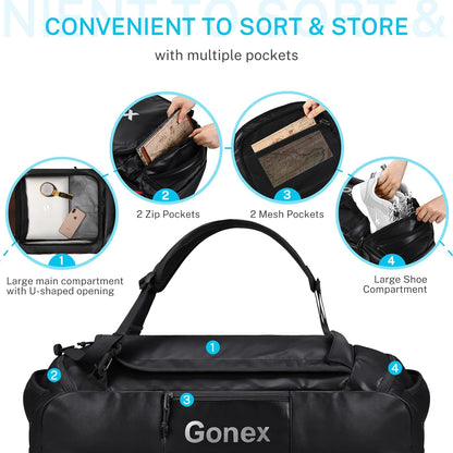 Gonex 60L Water Repellent Duffel Bag, Outdoor Heavy Duty Backpack