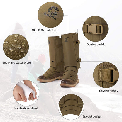 Gonex Snake Gaiters, Waterproof Snake Bite Protection for Women Men, Adjustable Boot Cover Gaiters for Hiking Hunting