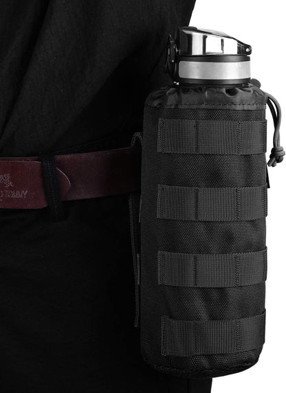 Gonex Tactical MOLLE Water Bottle Pouch, Drawstring Open Top & Mesh Bottom