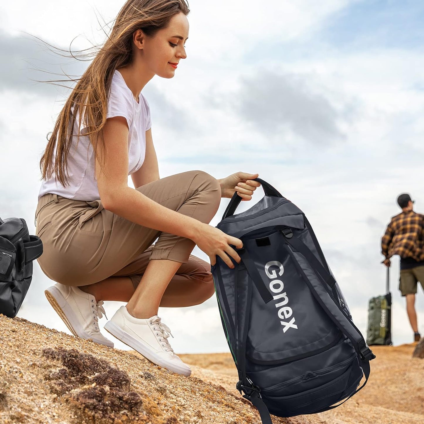 Gonex 60L Water Repellent Duffel Bag, Outdoor Heavy Duty Backpack