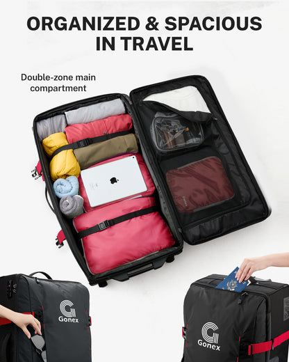 Gonex 30-Inch Large Rolling Duffel Bag with Wheels, Water Repellent Lightweight Wheeled Duffle Luggage for Travel