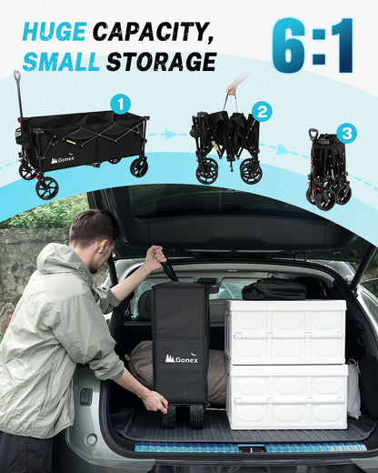 Gonex Collapsible Folding Wagon, 48"L 440lbs Heavy Duty Utility Garden Cart