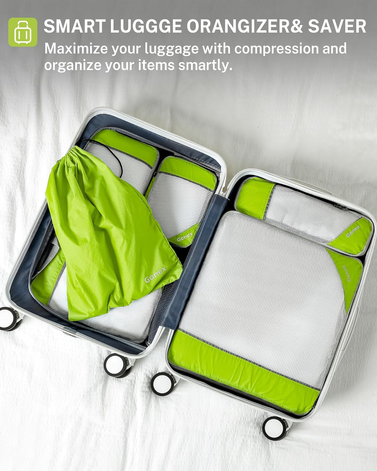 Gonex Compression Packing Cubes, Extensible Storage Mesh Bags Organizers