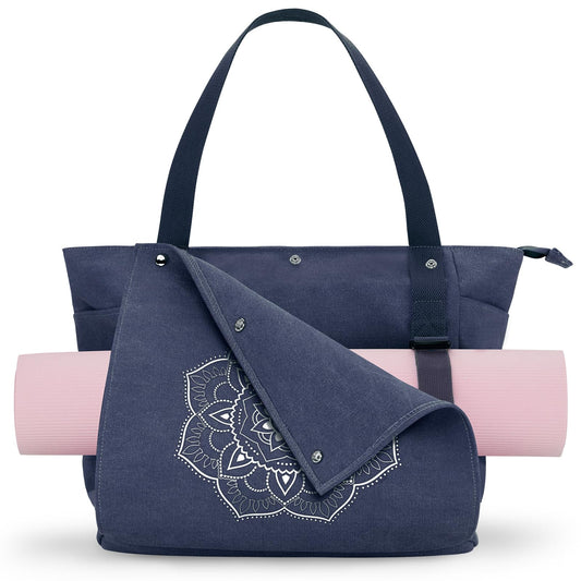 Gonex Yoga Mat Bag, Yoga Gym Bag Tote Bag with Multi Pockets For Women Men, Canvas Yoga Mat Carrier Take in Out Mat Easily For Pilates Travel Workout Office
